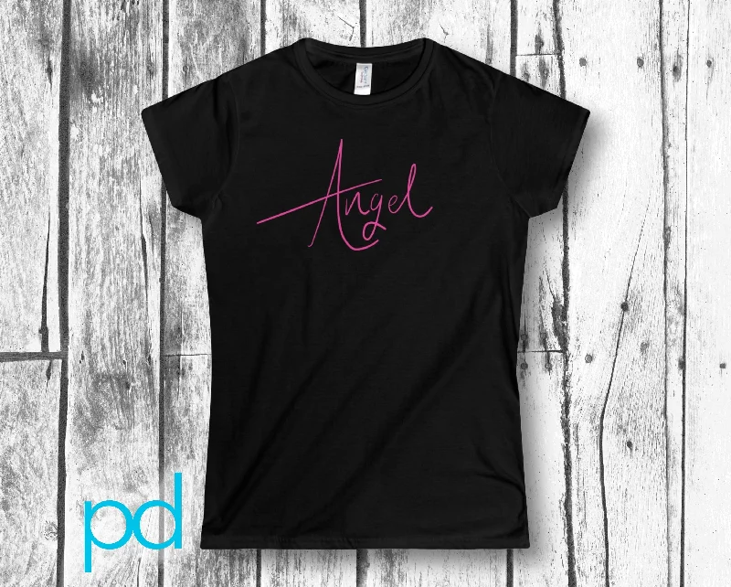 Angel Shirt Handwritten in Hot Pink Softstyle Women's TShirt