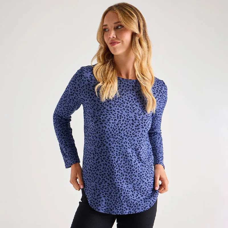 Ladies Animal Curved Hem Top