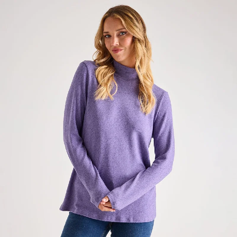 Ladies Brushed Marl Turtle Neck Top