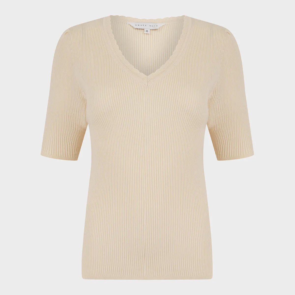 Ladies Ribbed Short Sleeve Jumper