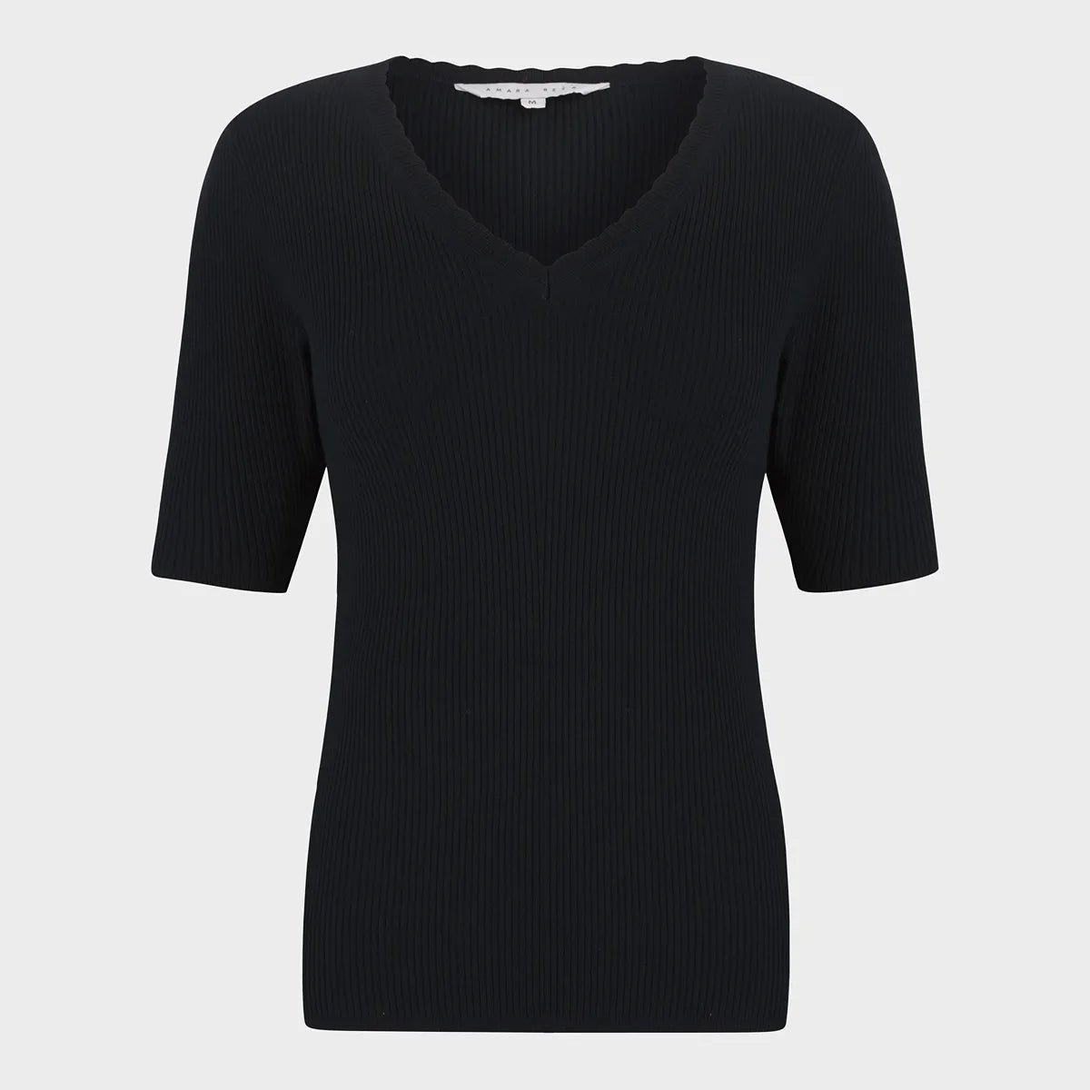 Ladies Ribbed Short Sleeve Jumper