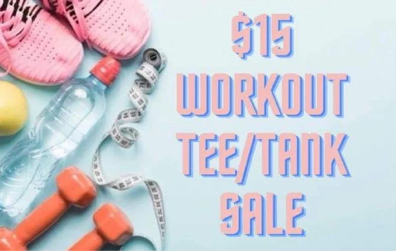 $15 workout tee/tank sale