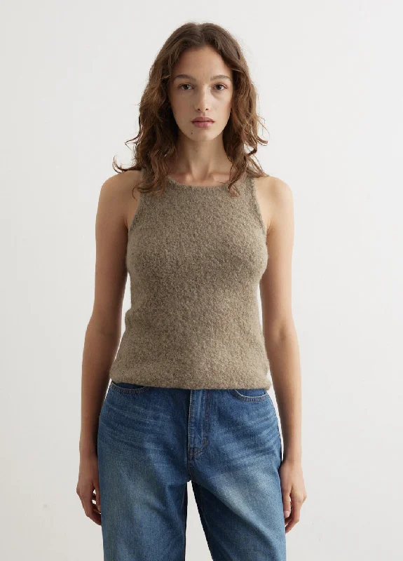 Fluffy Sleeveless Knit Top