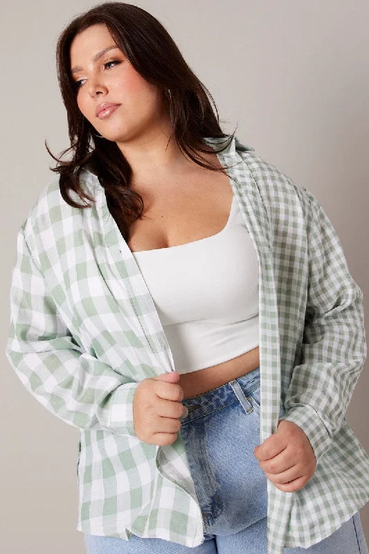 Green Check Relaxed Shirt Long Sleeve