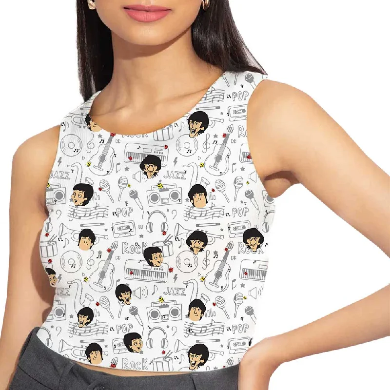 AOP Crop Top - The Fab Four Doodle