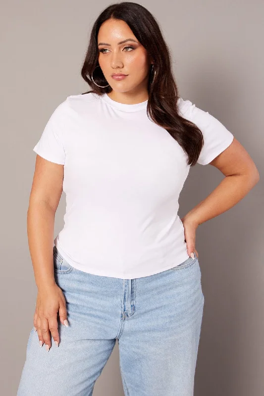 White T-shirt Short Sleeve Crew Neck Modal