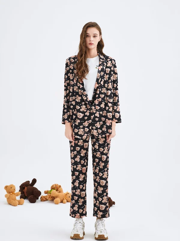 Bear Printed Silk Pants