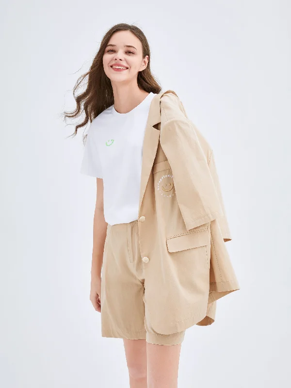 Beige Suit Shorts