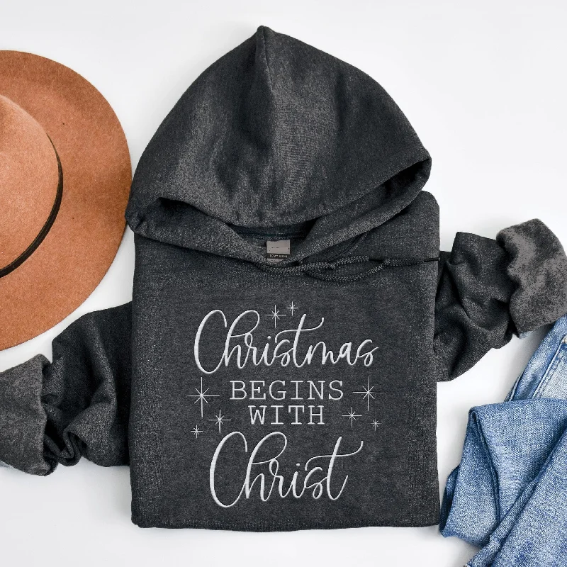 Christmas Begins With Christ Pullover Hoodie