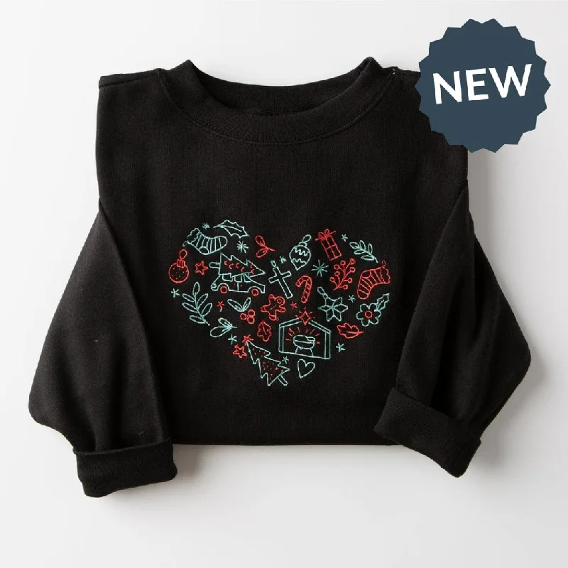 Embroidered Christmas Heart Sweatshirt