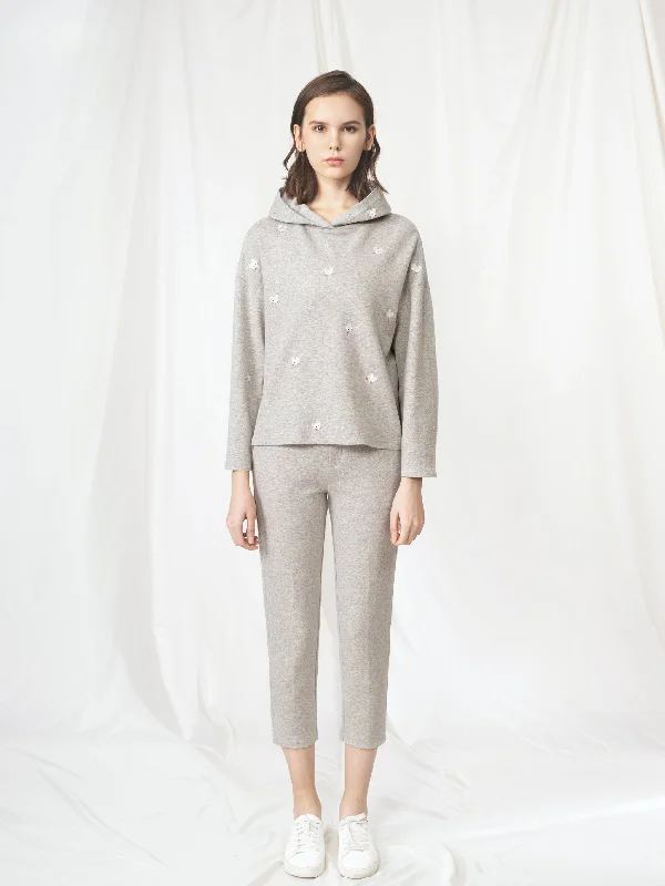 Gray Cropped Slim Sweatpants