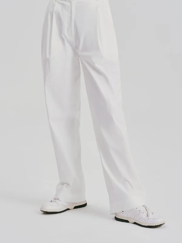 Simple Casual Wide Leg Pants-White