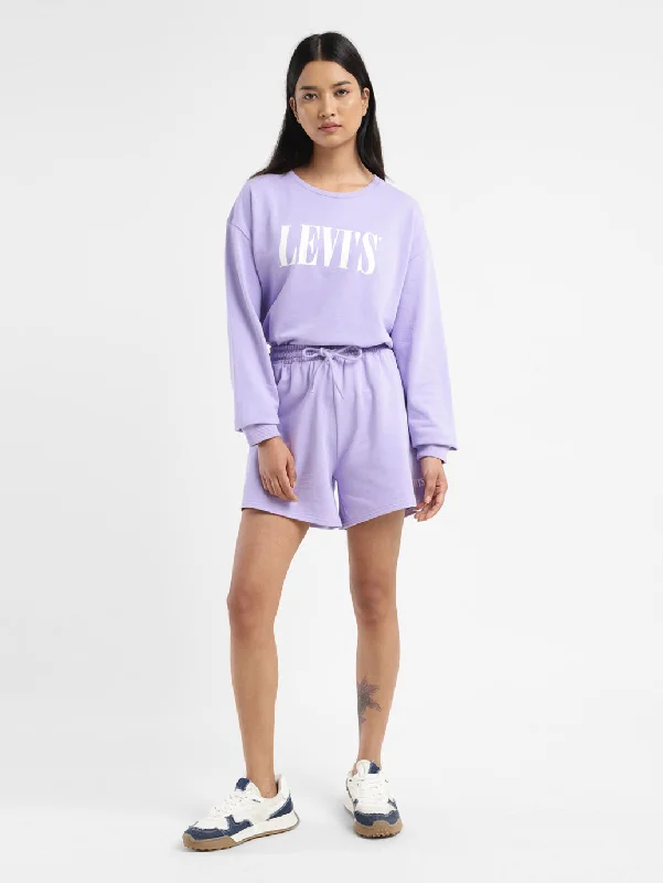 Women's Mid Rise Purple Regular Fit Shorts