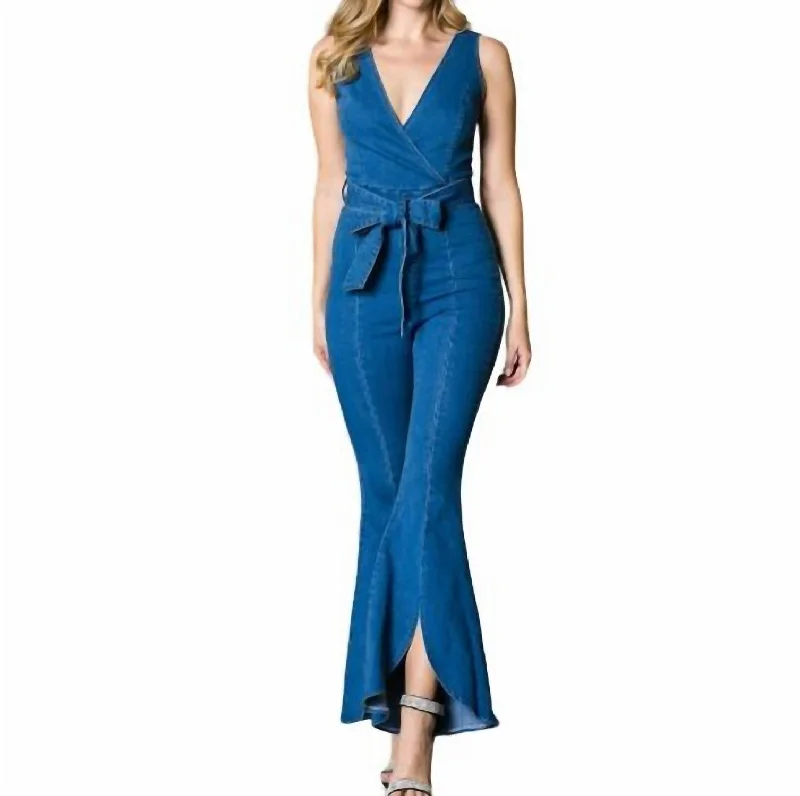 Bell Bottom Jumpsuit In Denim