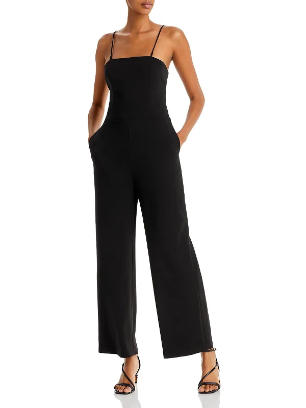 Elisabetta Womens Wide Leg Open Back Jumpsuit