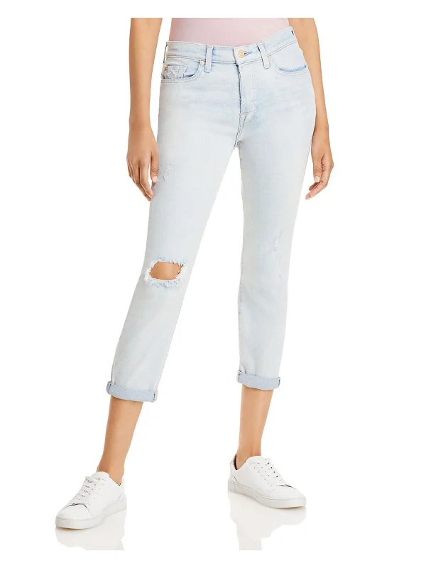 Josefina Womens Destroyed Button Fly Boyfriend Jeans