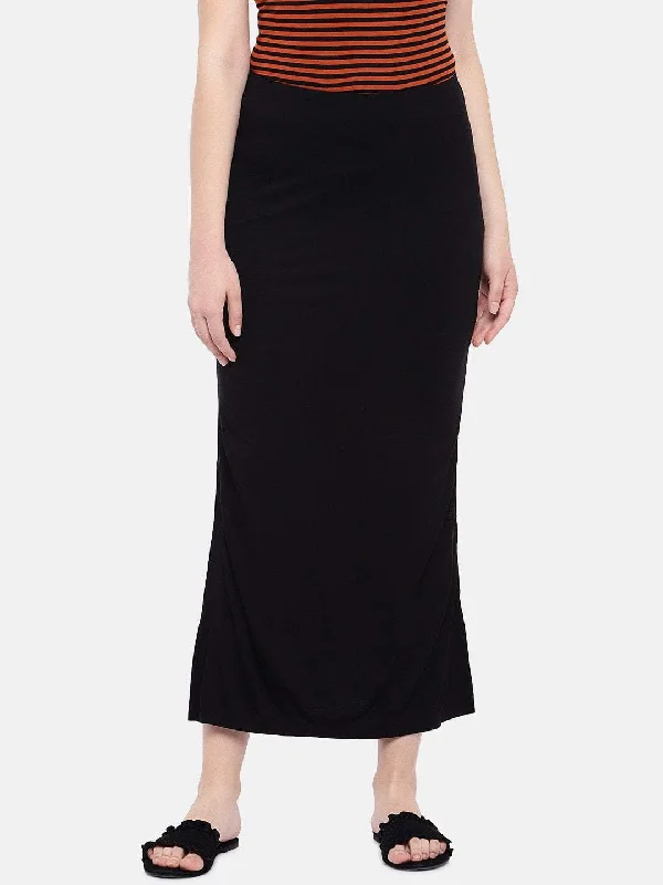 Womens Black Viscose Elastane Skirt