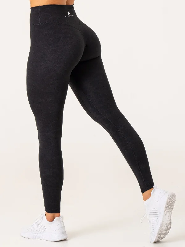 NKD Stonewash High Waisted Leggings - Black Stonewash