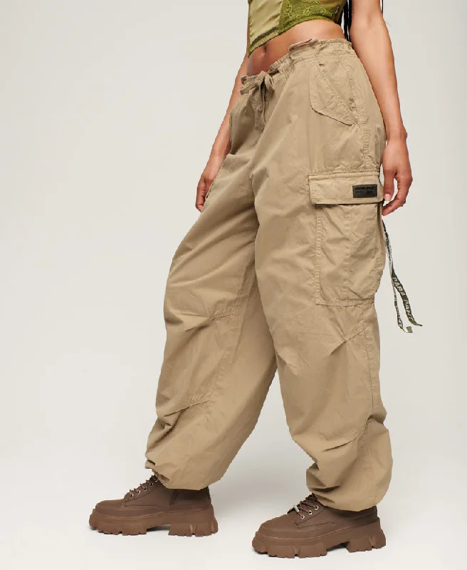 Vintage Baggy Parachute Pants | Stone Wash Taupe Brown