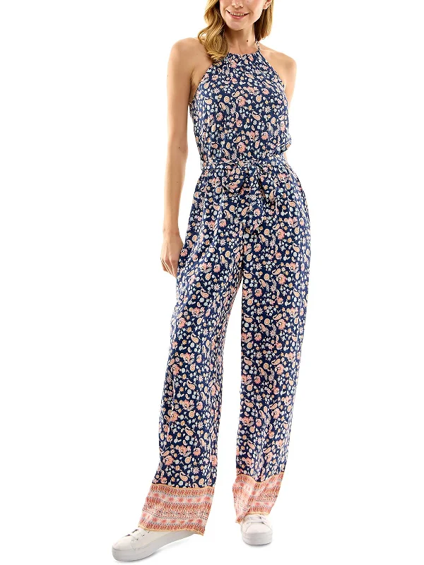 Womens Halter Wide Leg Jumpsuit