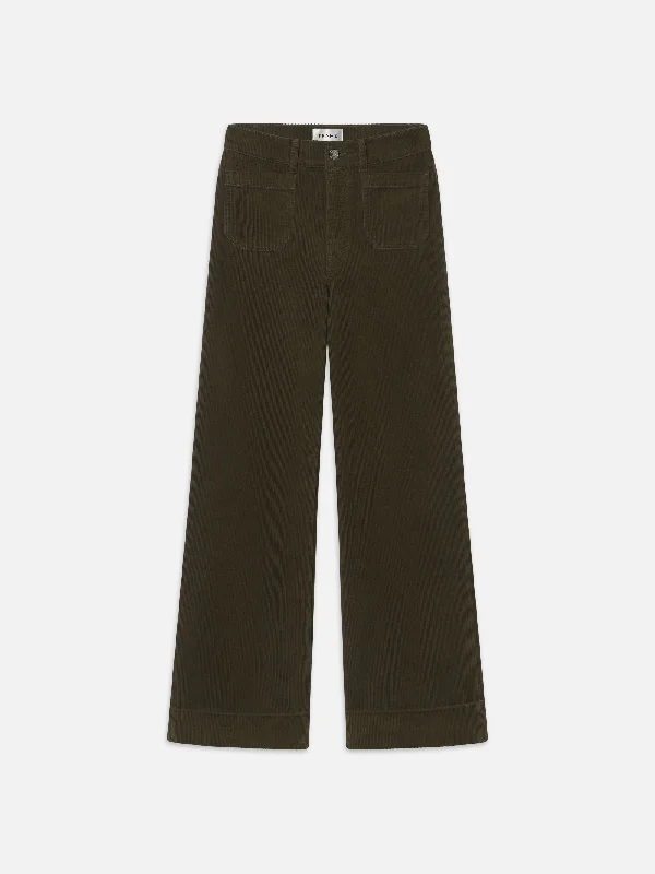 70's Cropped Wide Leg Corduroy -- Rich Military