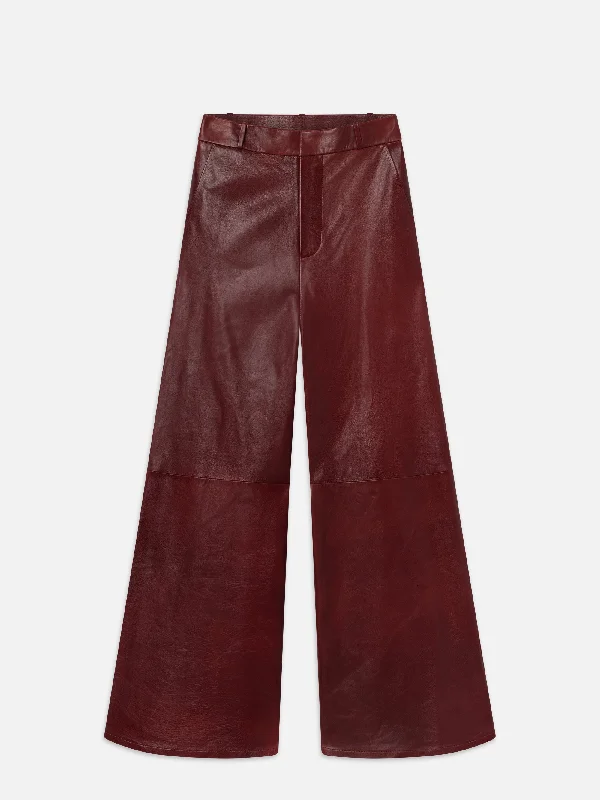 The Wide Leather Trouser -- Syrah Red