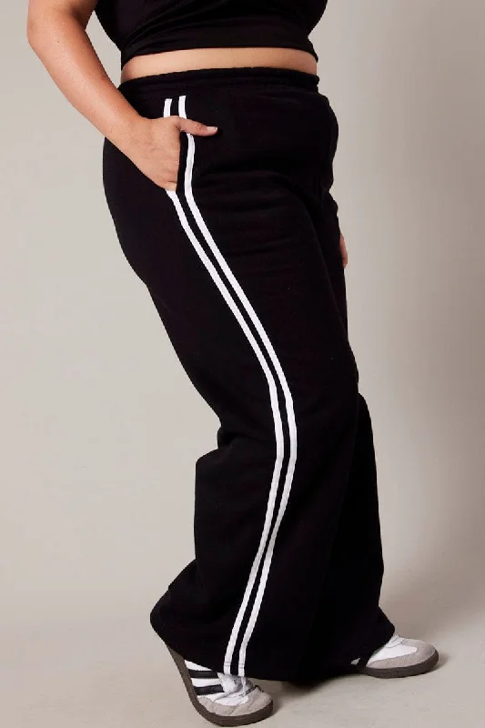 Black Track Pants Wide Leg