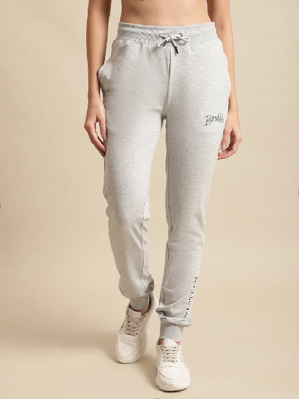 Women's Casual  Grey Melange Full length Mid rise Jogger Pants